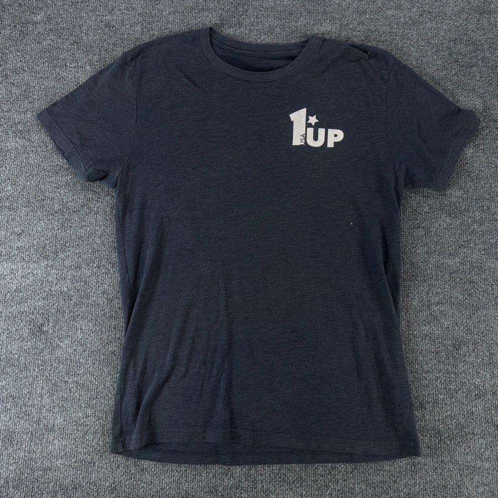 1UP USA Cycling T-Shirt Mens Medium Charcoal Gray Heather Short Sleeve Graphic